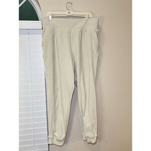 Champion Jogger Sweatpants Women's Beige Cream Ribbed High Waist Sz XL Lounge